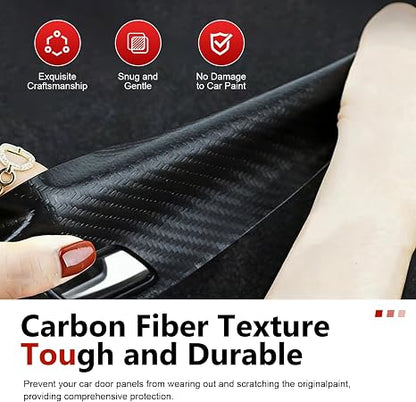 5-Piece "Sports" Pattern Carbon Fiber Door Sill Protection Strip Set