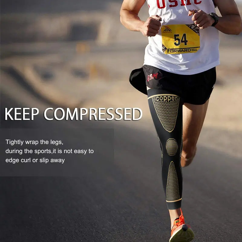 Unisex Copper-Infused Full-Leg Compression Sleeve (20-30 mmHg)