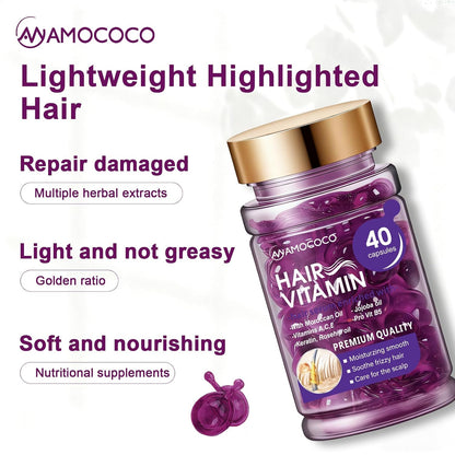 Hair Oil 40 Capsules with Keratin, Argan Oil & Jojoba Oil