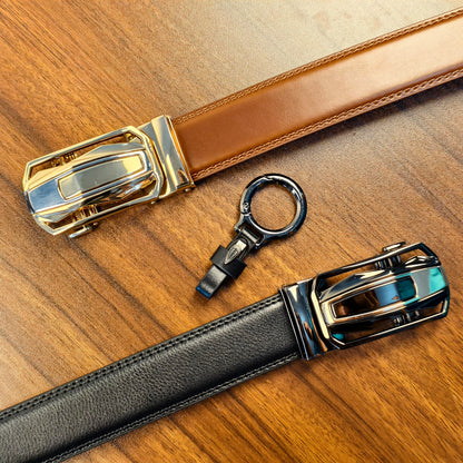 Men'S Ratchet Leather Belt - Sliding Belt Adjustable For Gift Mens Dress Fashion Belts1 3/ 8",