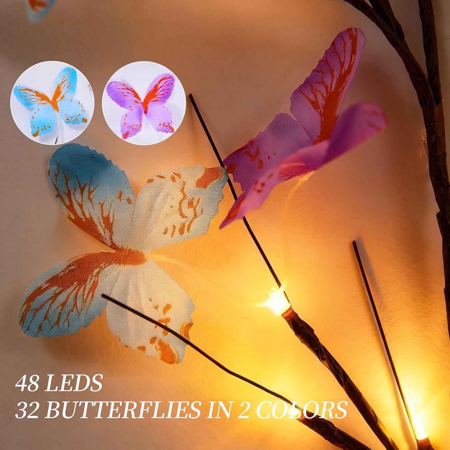 LED Flexible Vine Lights with Butterflies
