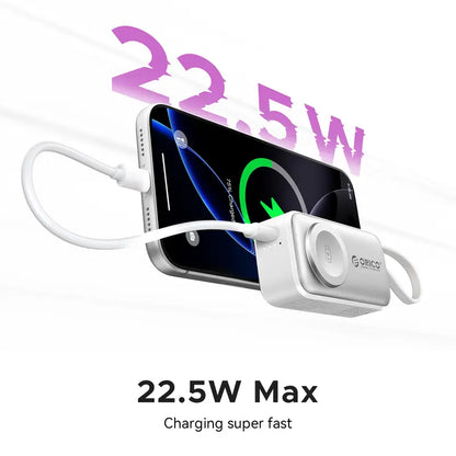 3-in-1 Folding Chargeable Portable Power Bank with Integrated Cable