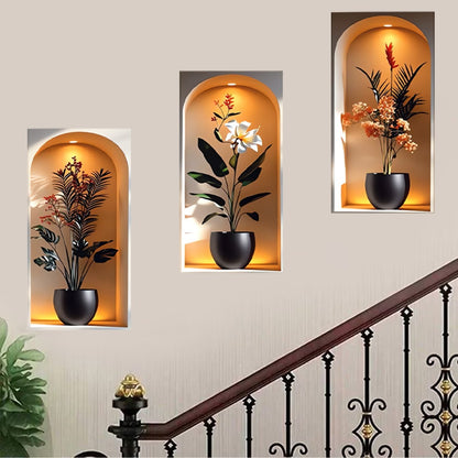 3PCS Elegant Tropical Plant Niche Wall Stickers