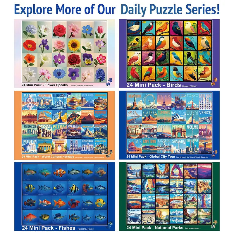 24-Box Mini 1000-Piece Jigsaw Puzzle Blind Box Set