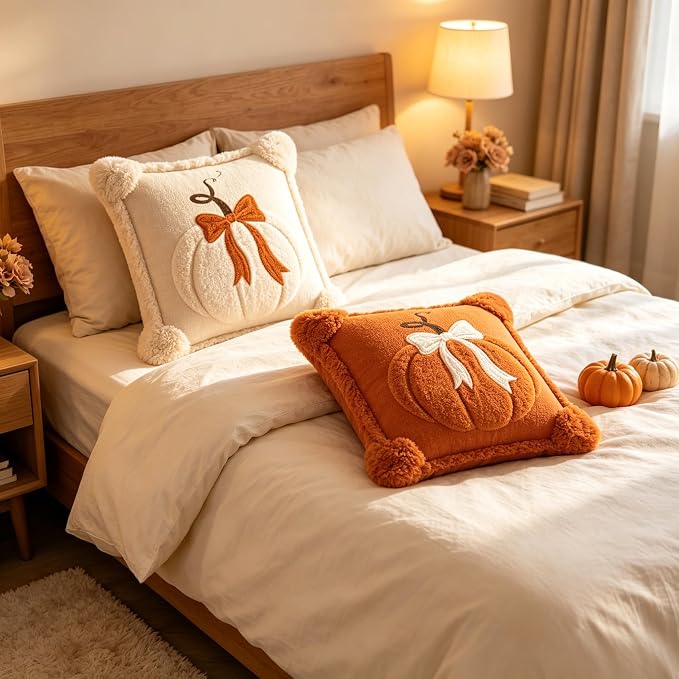 2-Pack 3D Jacquard Pumpkin Pillow Covers