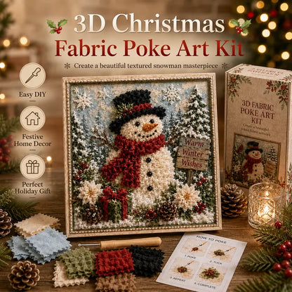 3D Christmas Fabric Poke Art Kit, DIY Snowman Embroidery Craft Kit