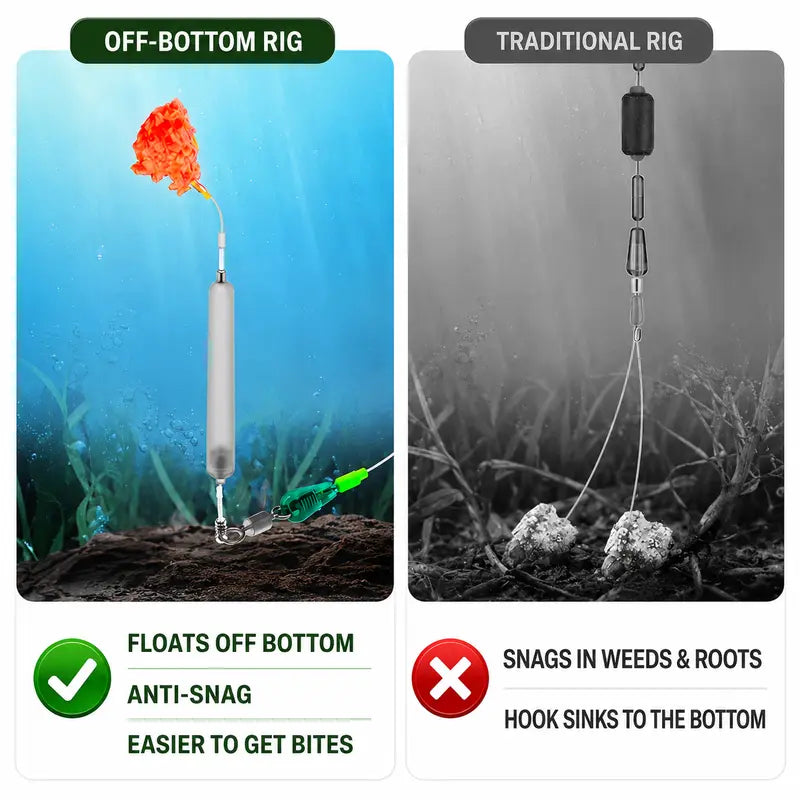 Floating-bottom fishing rig and hook set