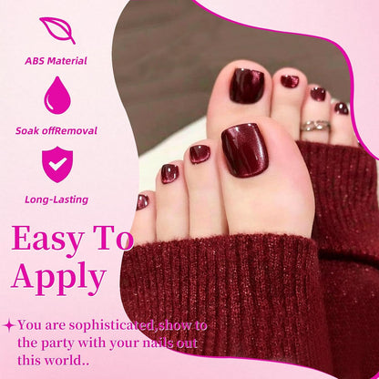 96Pcs Cat Eye Toe Nails Press on Toenails