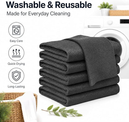 6PCS Thickened Grey Microfiber Cleaning Cloths