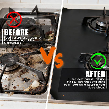 Non-Stick Gas Stove Burner Covers, Reusable Stovetop Protector Liners