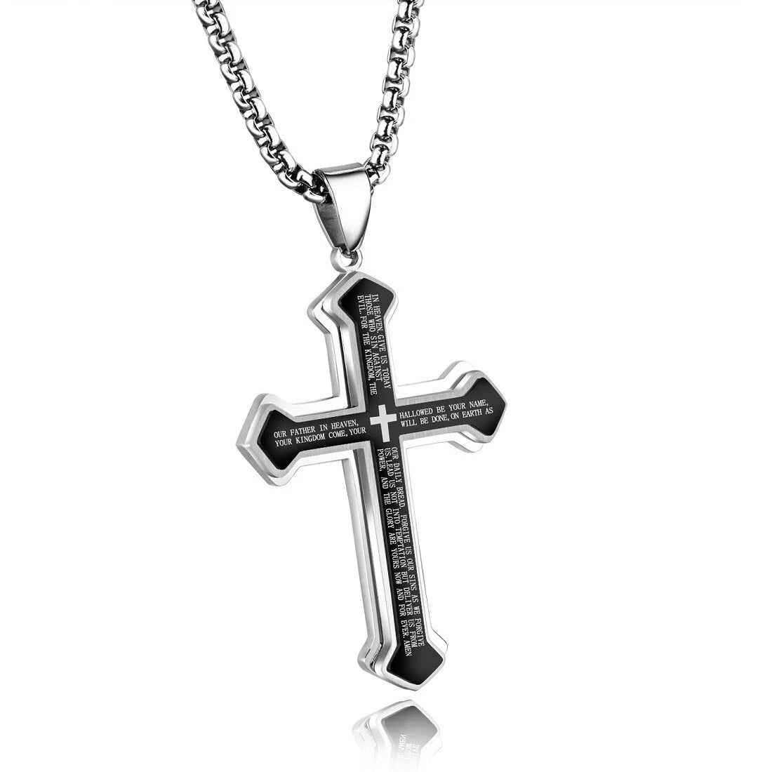 Big Men Novelty Cross Necklace Pendant Stainless Steel