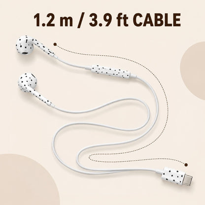 Wired Type-C Earphones with Star Pattern