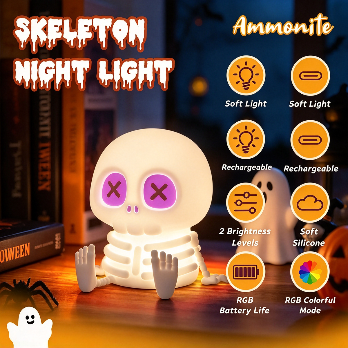 Silicone Skull Ambient Night Light