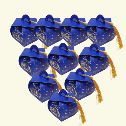 10pcs Graduation Cap Shape with Tassel Graduation Party Supplies Graduation Gift Box