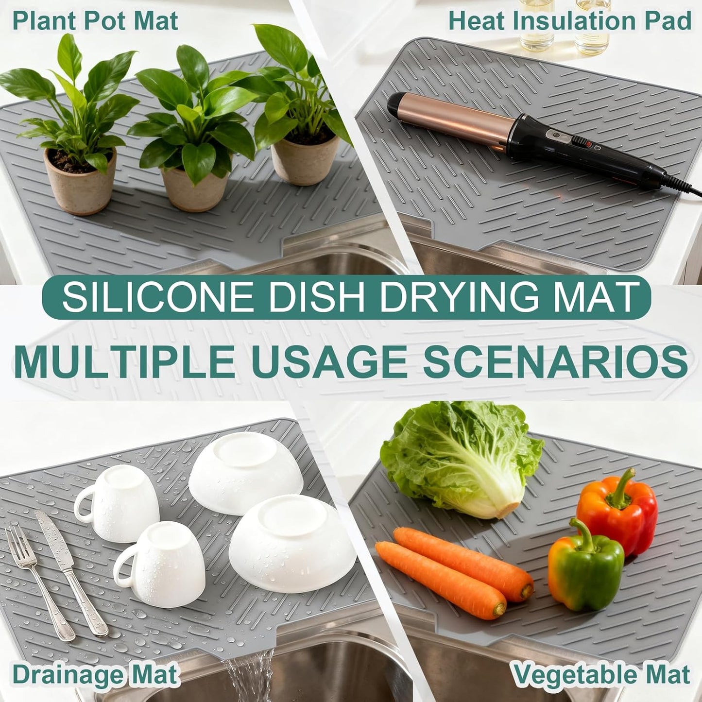 Heat-resistant Silicone Mat for Kitchen Counter or Sink