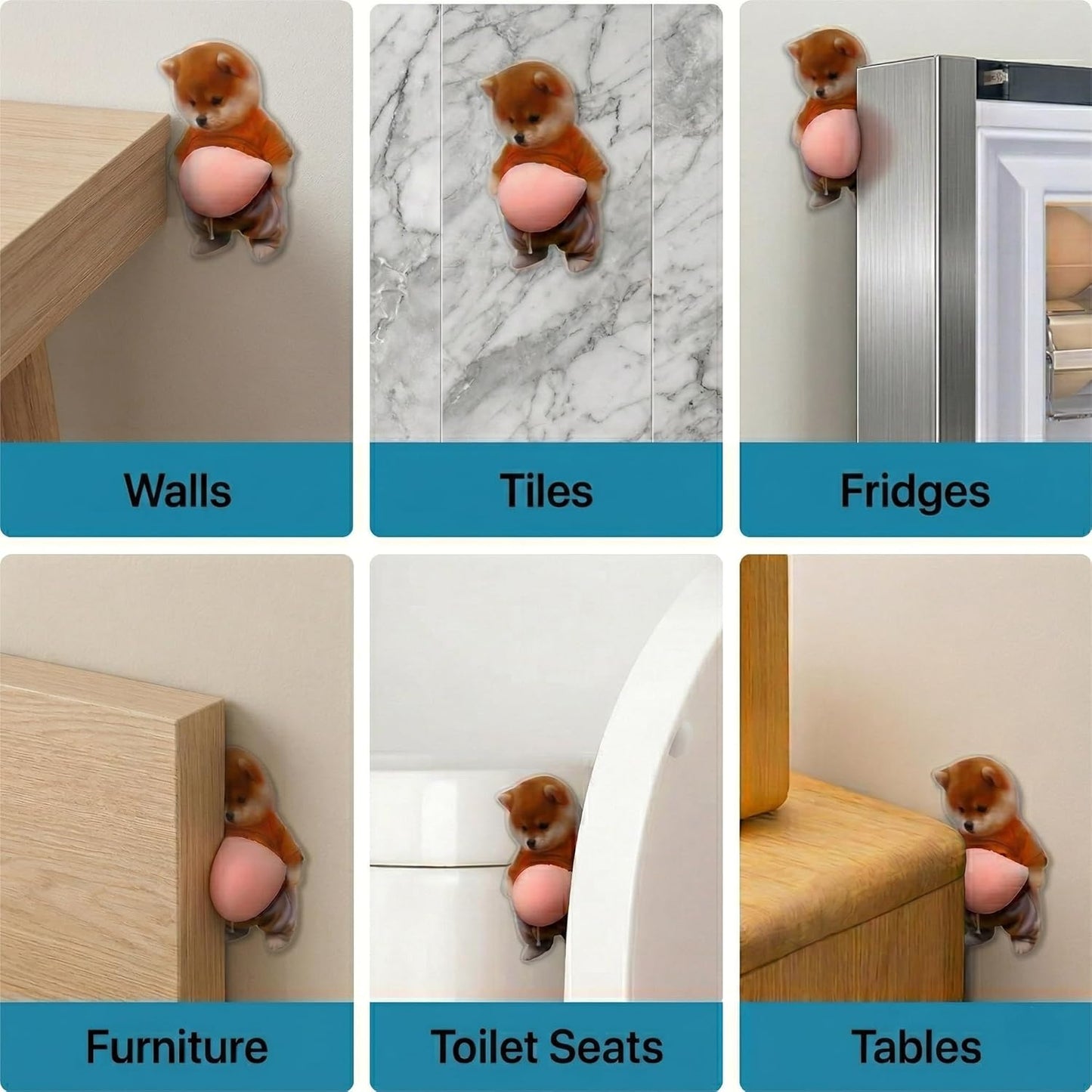 6pcs 3D Shiba Inu Dog Belly Stickers