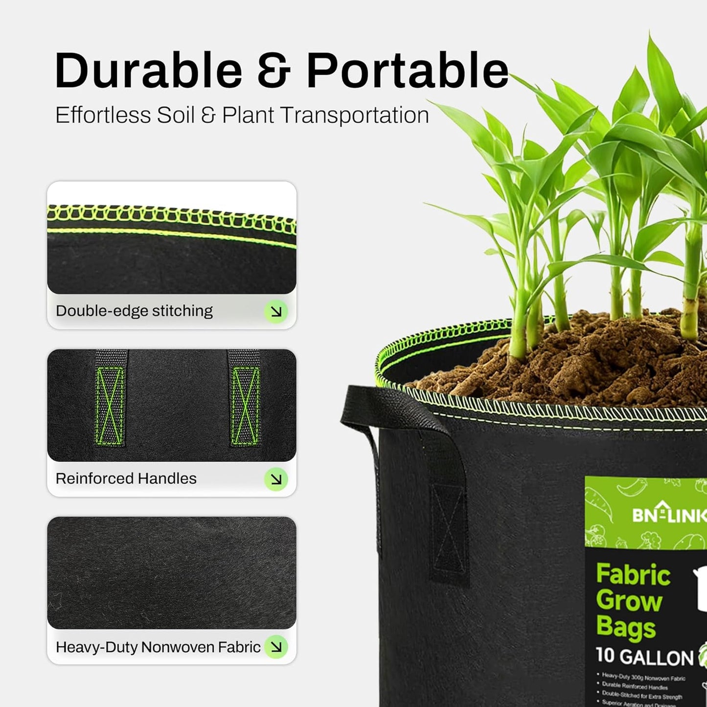 3Pcs 5 Gallon Fabric Plant Bag，Planter Bags with Handles