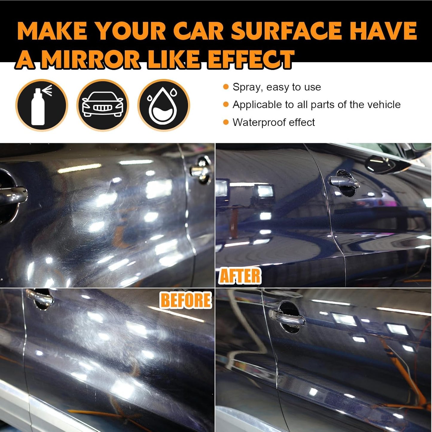 3-in-1 Ceramic Coating Spray: Waterless Cleaner, Wax & Paint Sealant in One, 120ml