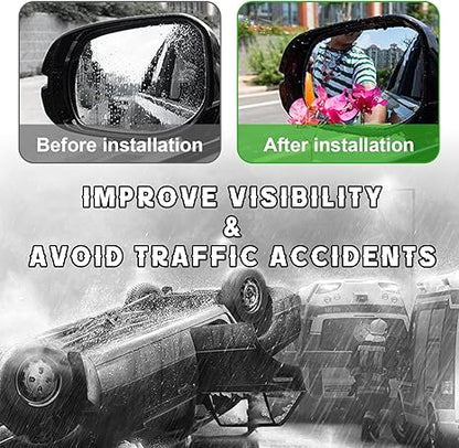 4 PCS Car Rearview Mirror Film, Waterproof Mirror Films Include Two Sizes
