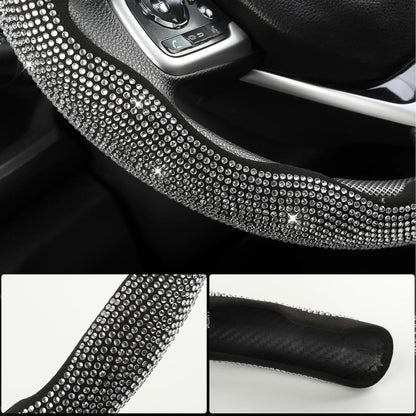 3PCS Segmented Diamond Bling Car Steering Wheel Cover, Universal for 99% Cars for Women