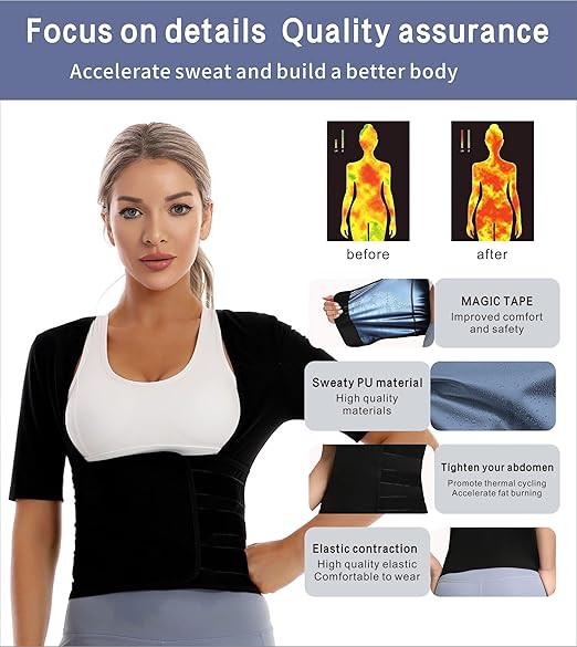 Sauna Suit Waist Trainer for Women,Sauna Shirt Short Sleeves shapewear Slimming Shirt