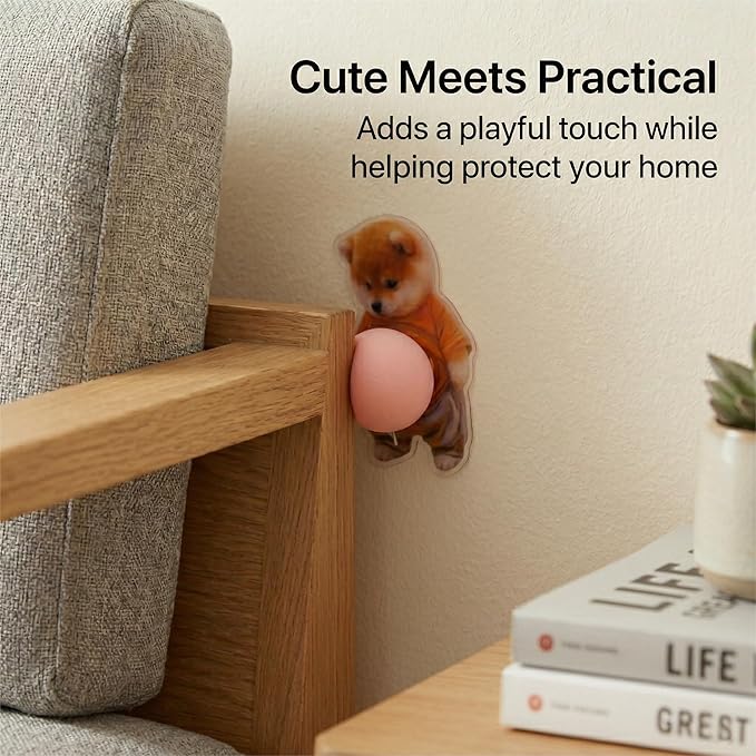 6Pcs 3D Shiba Door Stopper Wall Protector – Soft Silicone Belly Crash Pad