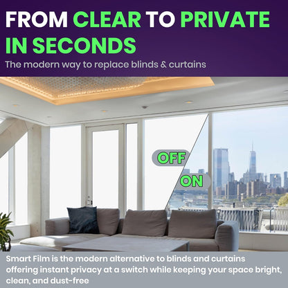 Smart Film - PDLC Smart Film - Switchable Adhesive Smart Film, for Home Office Window, Door and Sliding Doors