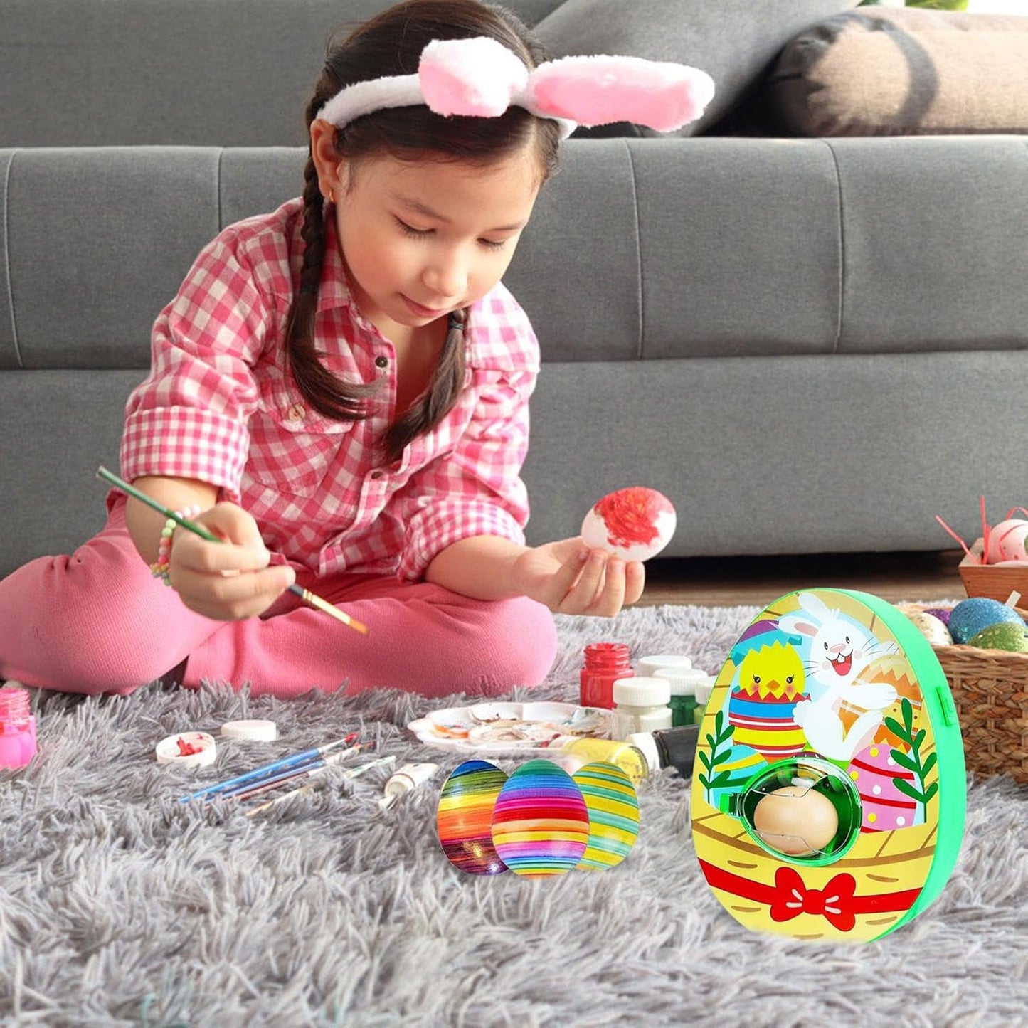 Egg Decorating Spinner, Easter Egg Decorator Kit, 3 Eggs 8 Markers