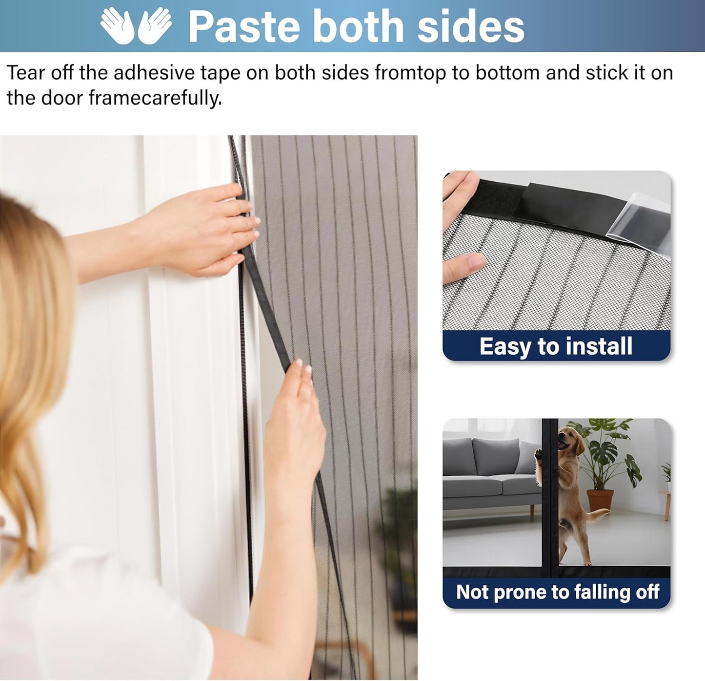 Magnetic Fly Screen Door with Stay Open Buckles
