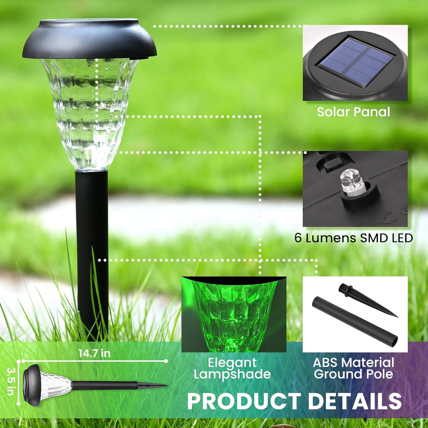 2 Pack Solar Lights Outdoor with Great Pattern, Waterproof Auto On/Off