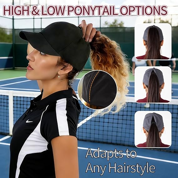 Magnetic Closure Ponytail Hats for Women Baseball Caps with Hidden Back Opening