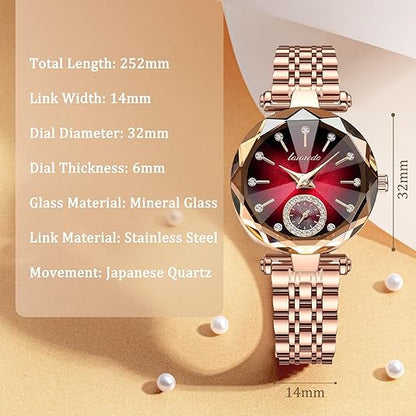 Elegant Ladies' Watch Stylish Steel-Band Watch with Diamond-Set Dial and Analog Display