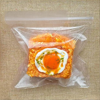 Double-Layer Fried Egg Toast Squishy - Super Soft Silicone, for Stress Relief