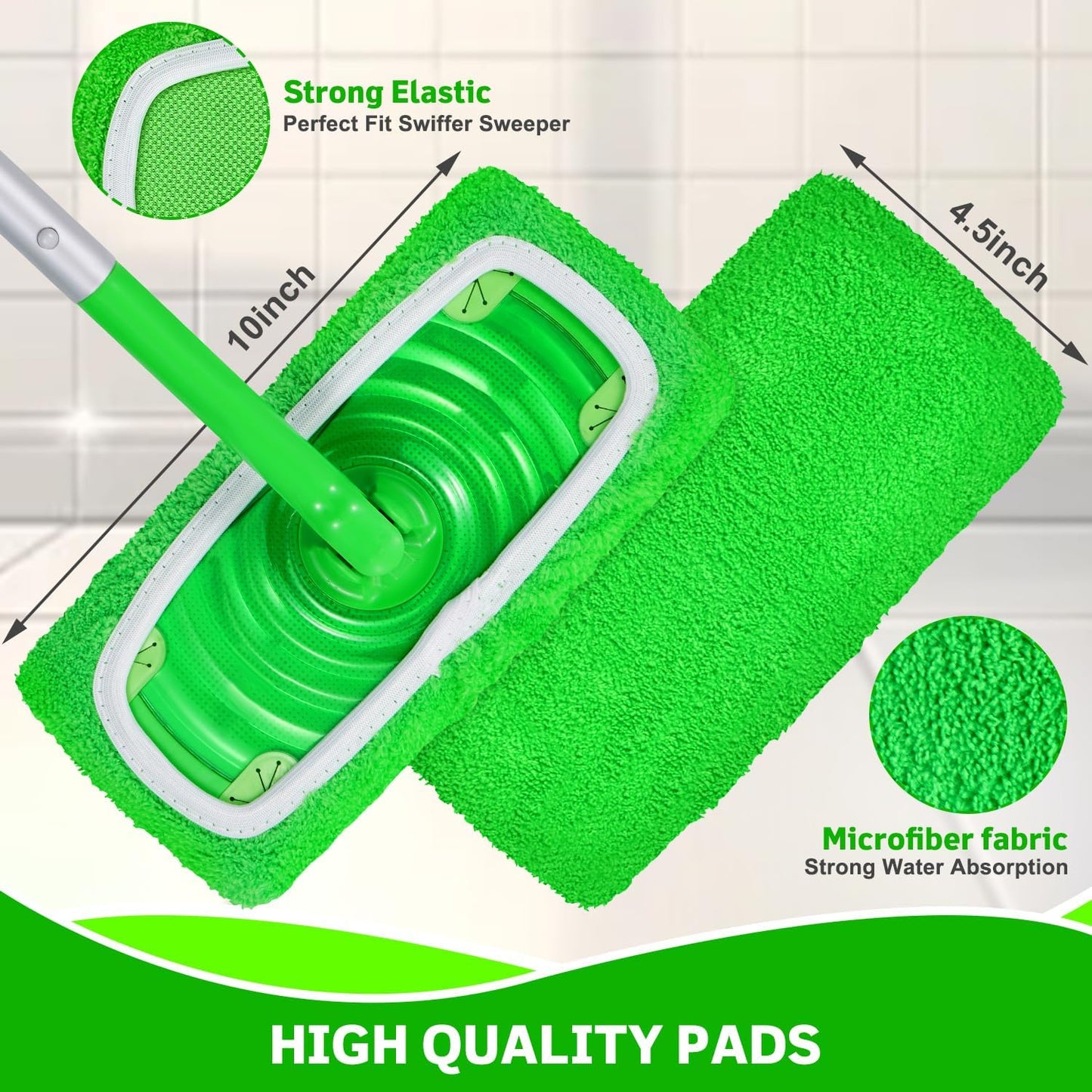 Rotating Wet & Dry Mop Set with 3pcs Reusable Microfiber Mop Pads