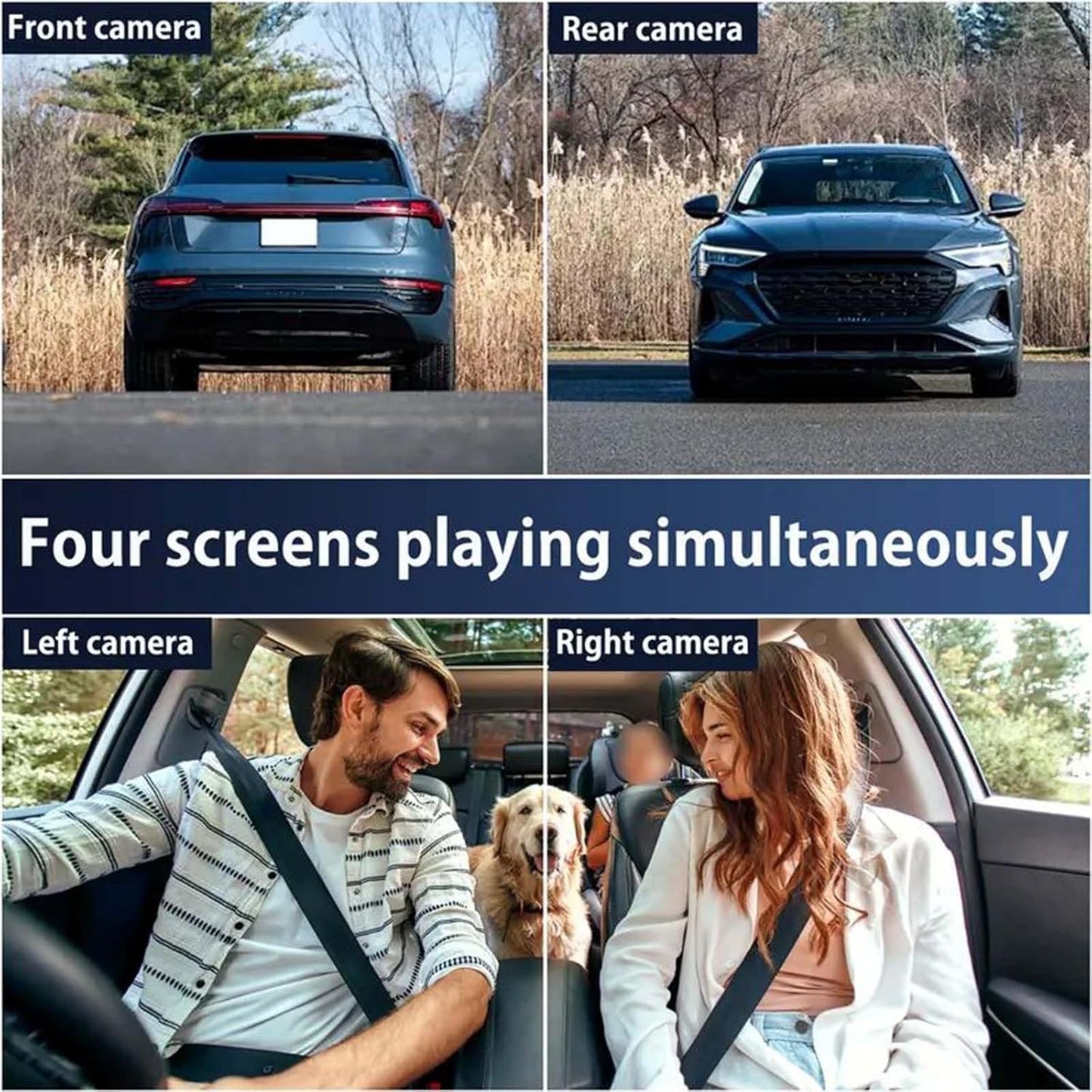Full View Car Dashcam System,360° 4 Channel Dash,1080P Full HD Recording, Infrared Night Vision