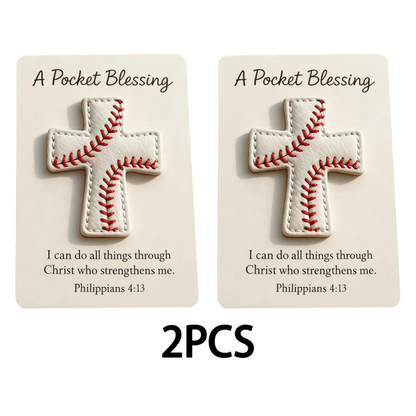 Baseball Pocket Cross Blessing Gift Encouragement Token(2PCS)