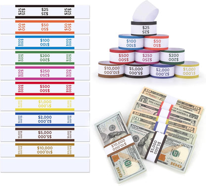 550 Pack Money Bands for Cash Self Adhesive Wrappers for Bills 11 Colors