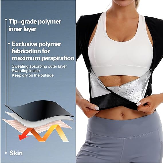 Sauna Suit Waist Trainer for Women,Sauna Shirt Short Sleeves shapewear Slimming Shirt