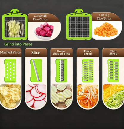 Safe Hand Protection Reusable Vegetable Chopper Mandoline Slicer For Vegetables Fruits Cutting -  ABS Stainless Steel Design Multi Function For Dicing Mincing