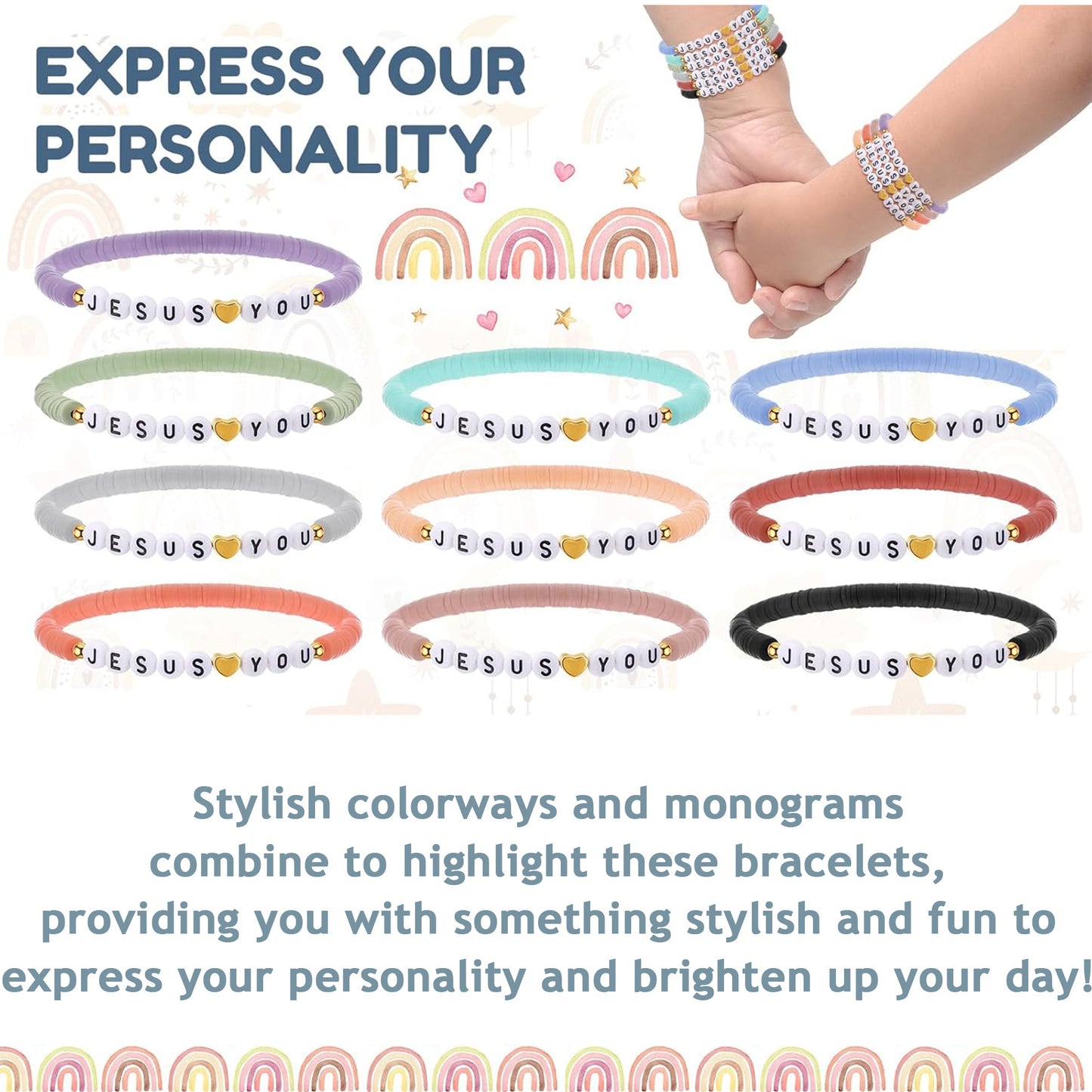 10Pcs/set Jesus Loves You Bracelets Friendship Bracelets
