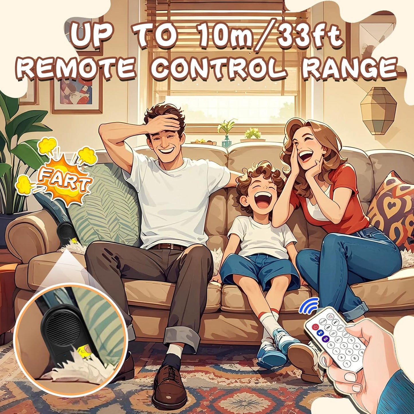 Fart Machine with Remote Control, 50 Realistic Sounds, Wireless Range Over 32 Feet