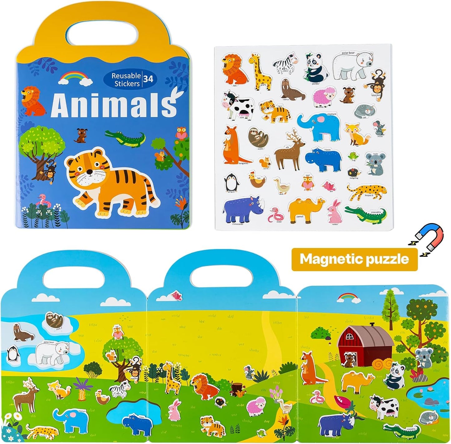 3 Book/set Reusable Sticker Books for Toddlers 3D Stickers