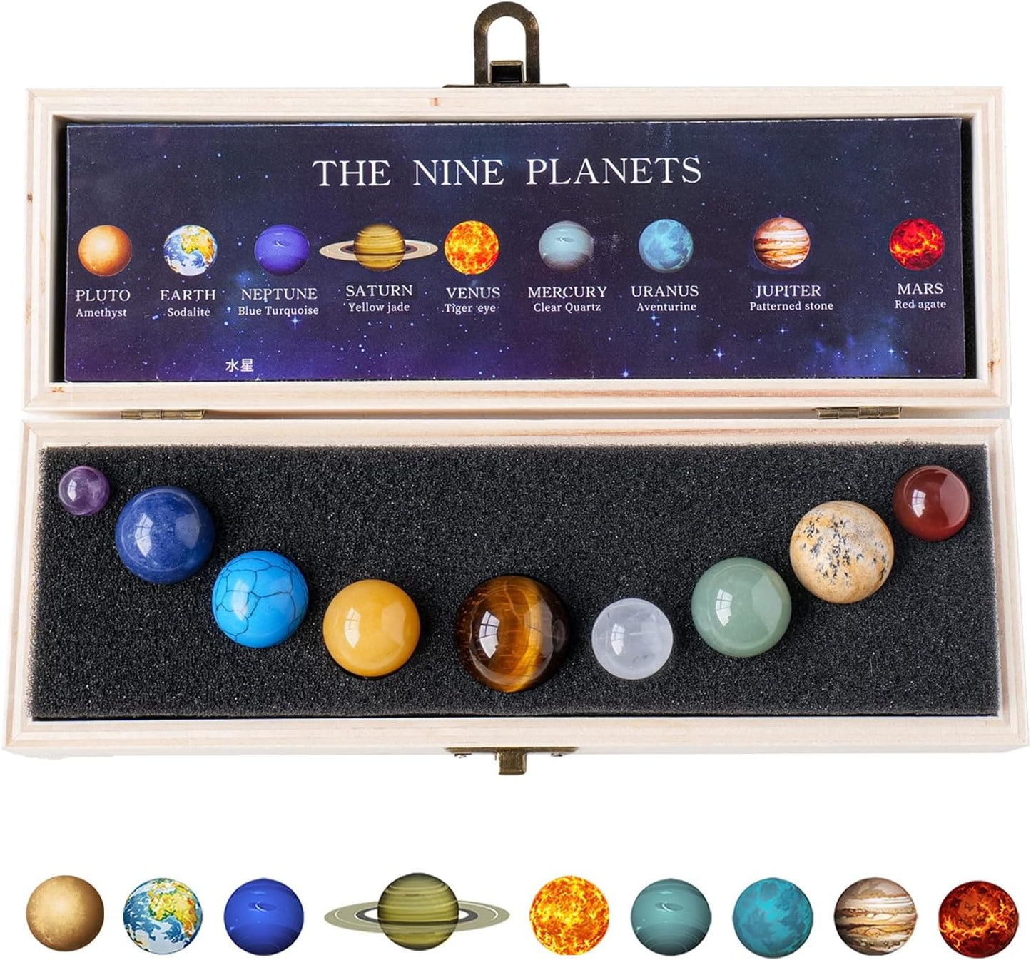 Runyangshi Nine Planets Solar System Model Crystal Ball - Space Home Desk Decoration
