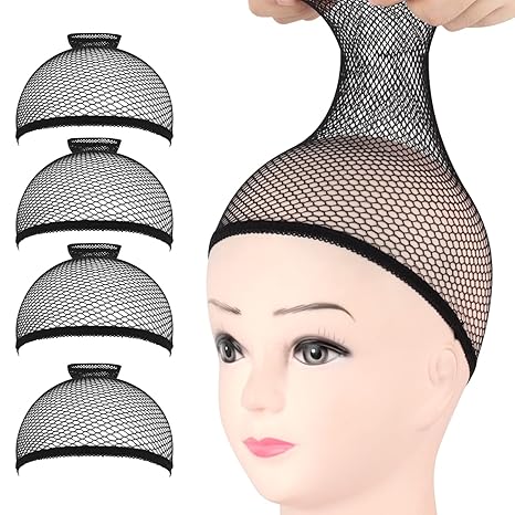 4PCS Black Mesh Wig Cap Net, Open End Hair Mesh Net Wig Caps, Liner Weaving Caps