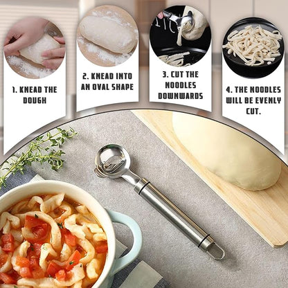 Stainless Steel Peeler Cactus, Cuchara Peladora De Nopales Tool Noodle Cutter Knife With Hole with Long Handle