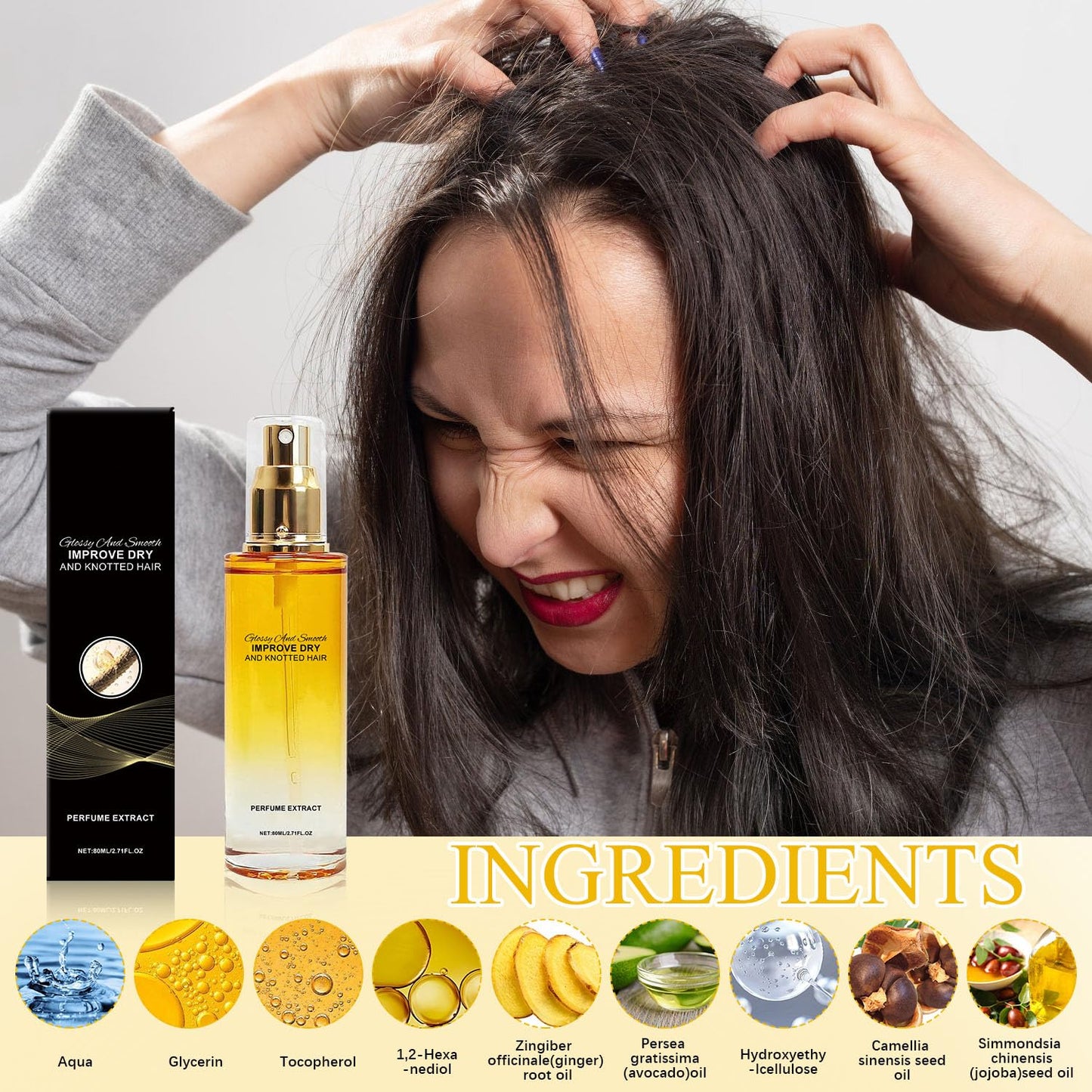 Smoothing Hair Serum Oil Gently Nourishes and Smooths Strands — Daily Hair Care