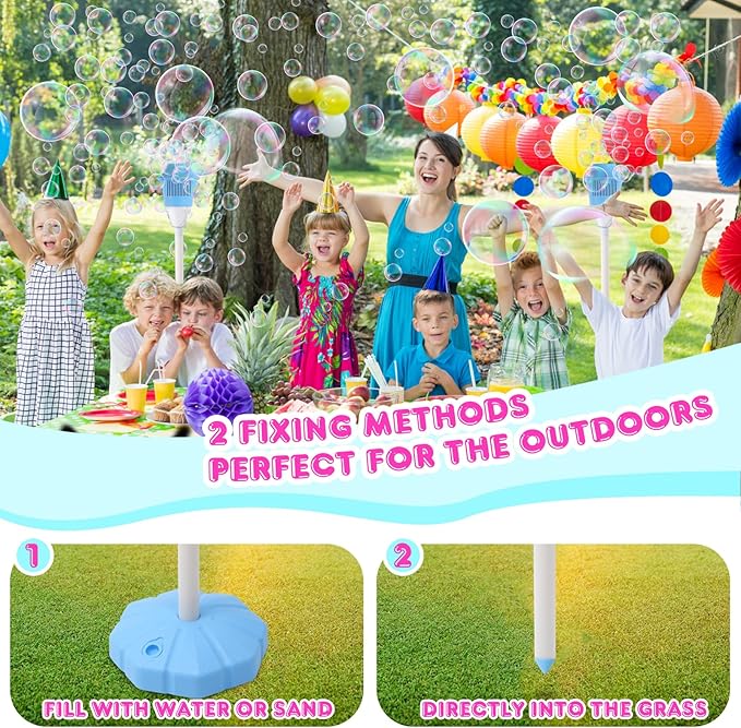 Bubble Machine for Kids, Automatic Standing Bubble Maker with Light/Music
