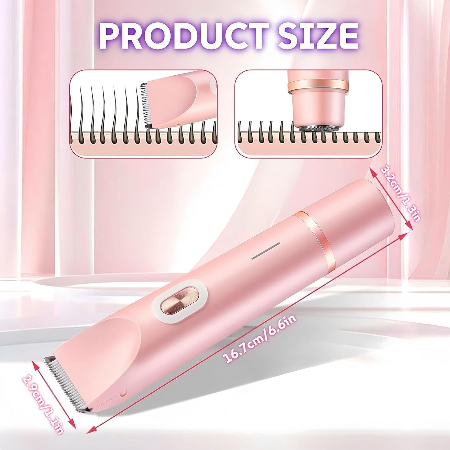 2 in 1 Dual Head Electric Shaver - IPX67 Waterproof Wet & Dry Use for Women Pubic Hair, Underarms, Legs, Arms, Face