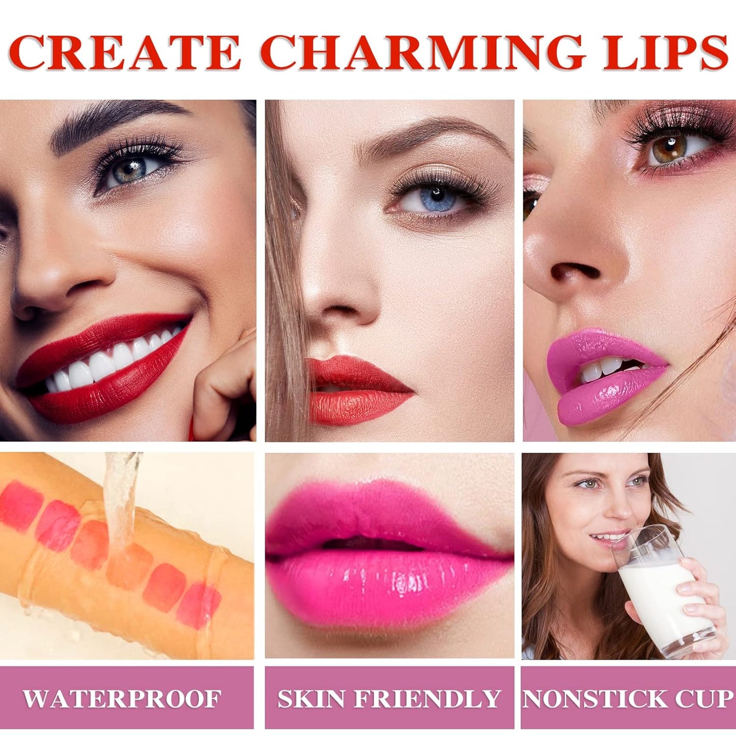 6 Colors Wine Lip Gloss Set - Matte Lip Stain Long Lasting Waterproof, Creates Natural Moisturizing Lip Gloss Easily