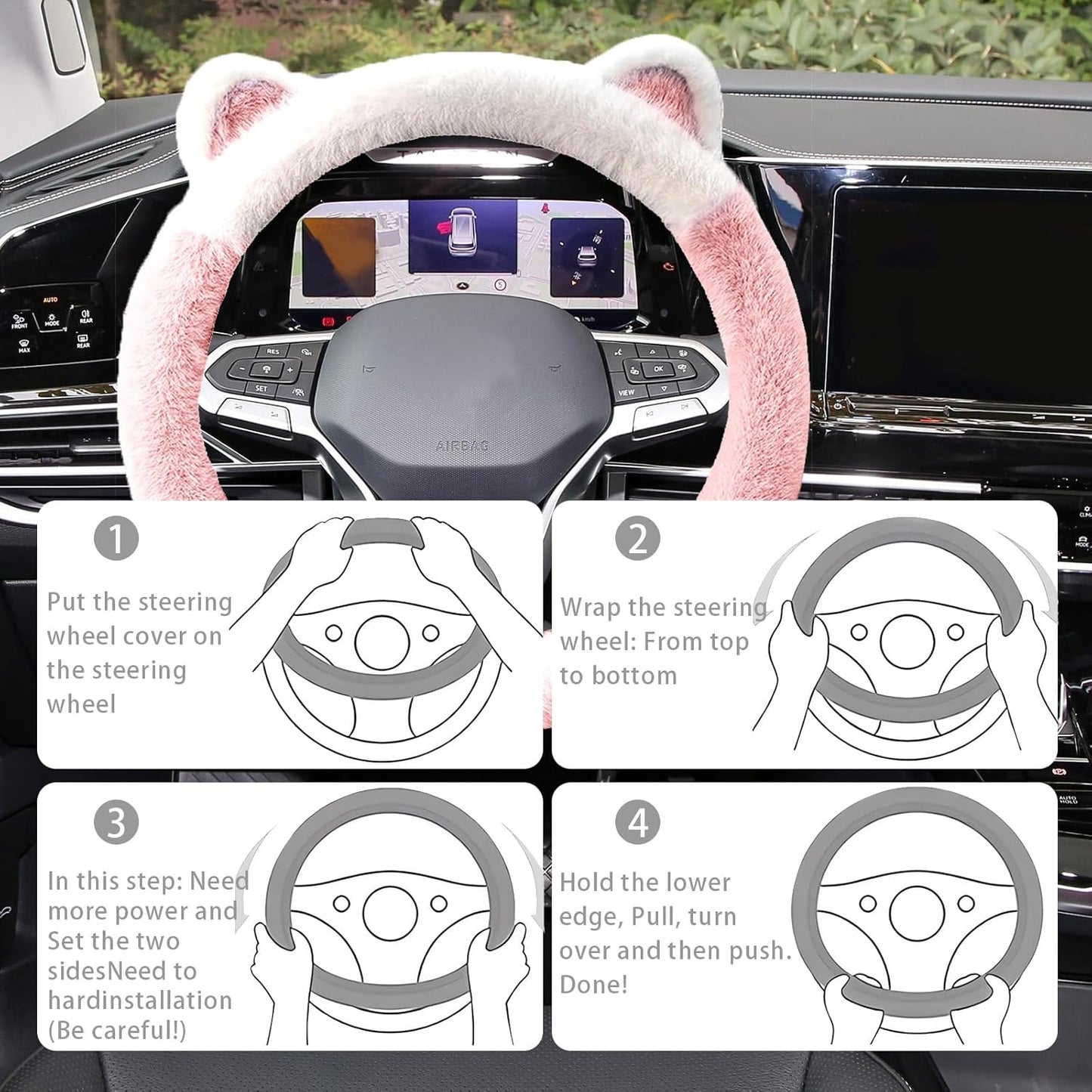Cute Steering Wheel Protector with Kitty Cat Ears